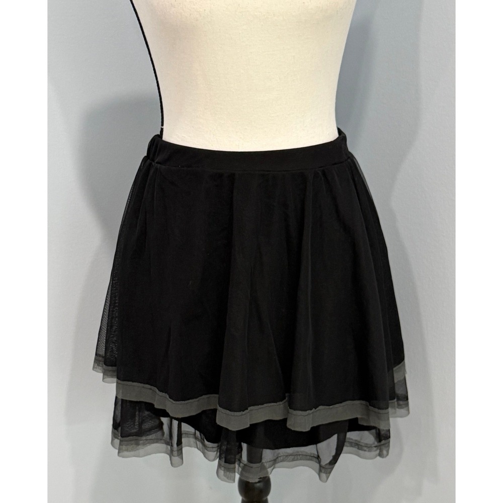 Free People Med. Black and Grey Tulle Layered Mini Skirt Whimsigoth Fairy Grunge